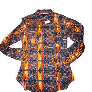 Women Small Rock & Roll Denim Aztec Blue Dale Brisby (Z5)